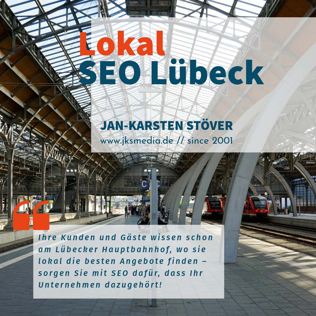 Hintergrundbild aufgenommen innerhalb des Lübecker Hauptbahnhofs an den Gleisen – lokale SEO für Lübeck und Ostholstein, gezielt für Tagesgäste und Urlauber.