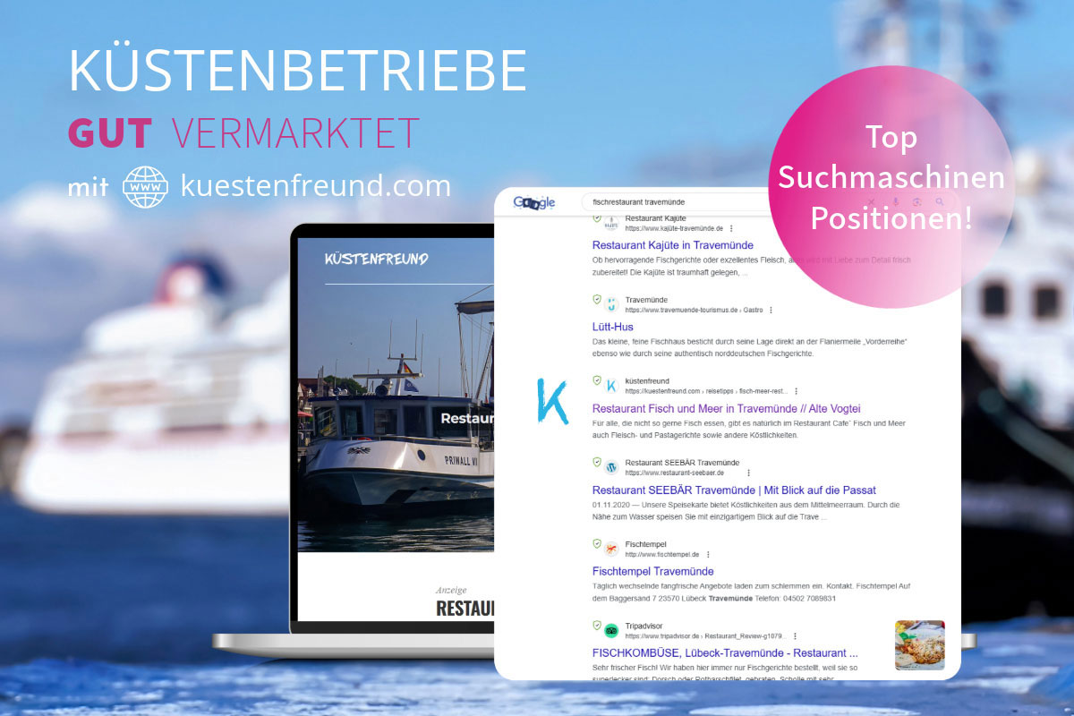 Google Platzierung auf Seite 1 für ein Restaurant in Travemünde – Top lokale Sichtbarkeit, ideal für Urlauber und Tagesgäste an der Ostsee
