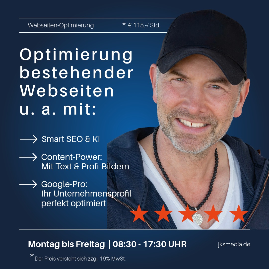 Charmanter SEO-Experte mit Cap präsentiert Optimierung von Kosmetik-Webseiten mit Smart SEO und KI.